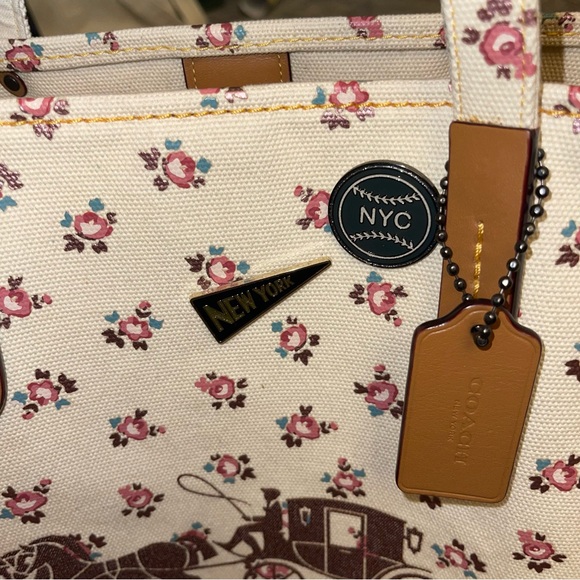 Coach Floral Horse and Carriage Canvas Tote - Picture 3 of 7